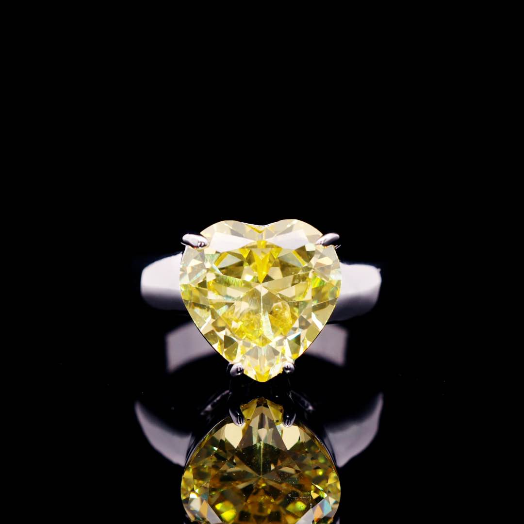 Omnia Donatella Yellow Luxury Bridal Full Set with Heart-Cut High Quality Simulated Diamonds Premium Rhodium Plated - OMNIASTORES UAE