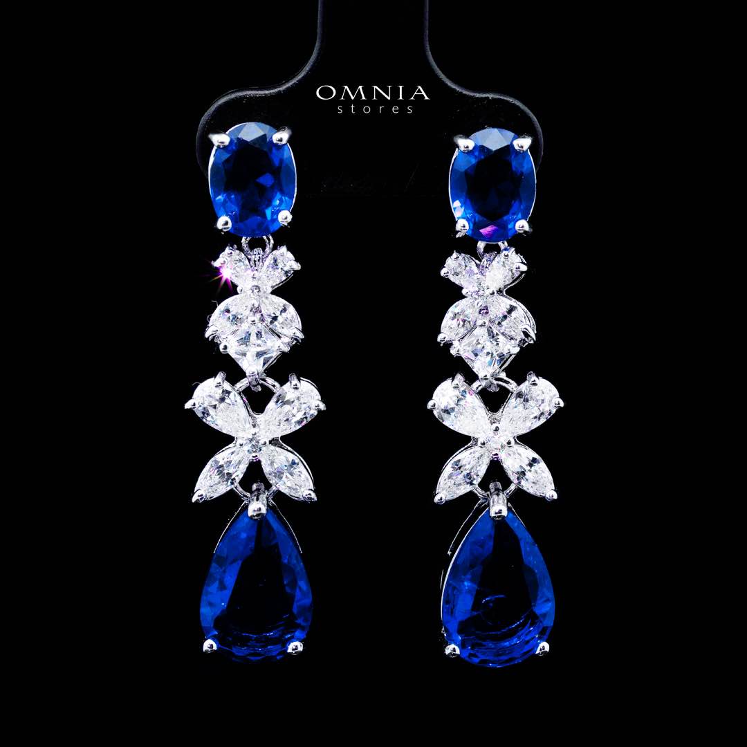 Omnia Suhana Dark Blue Bridal Full Set in High Quality Simulated Diamonds Premium Rhodium Plated