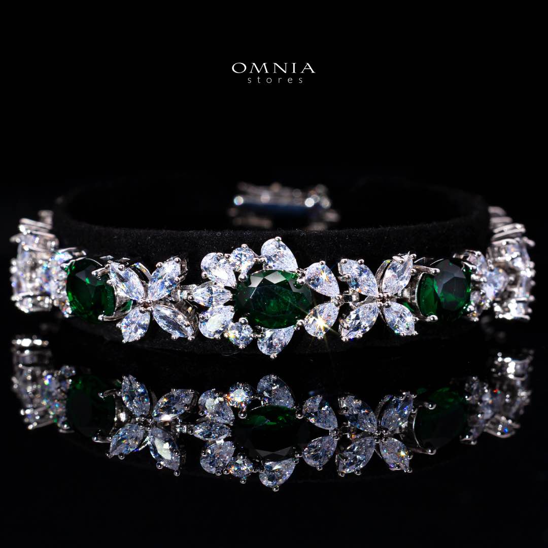 Omnia Muna Green Bridal Full Set in High Quality Simulated Diamonds