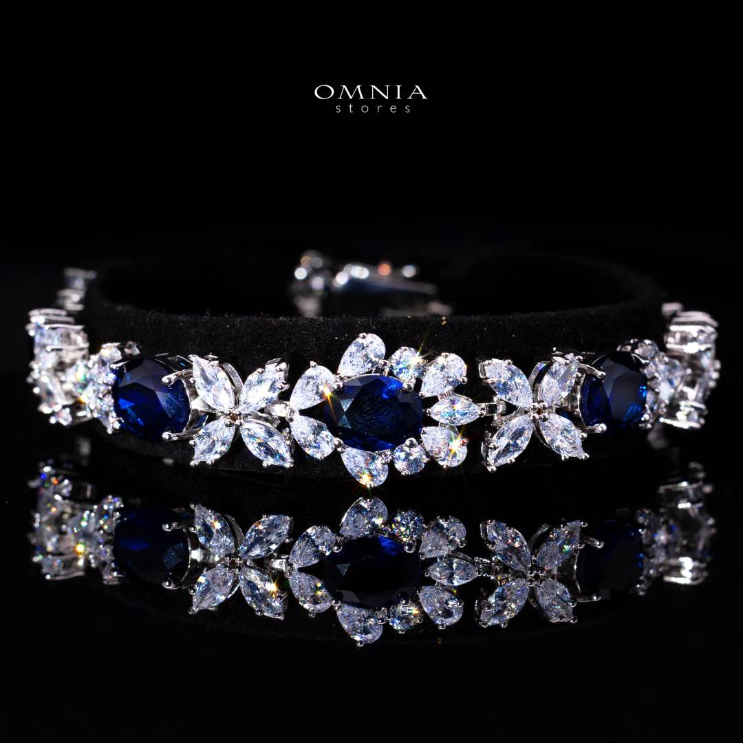 Omnia Muna Blue Bridal Full Set in High Quality Simulated Diamonds