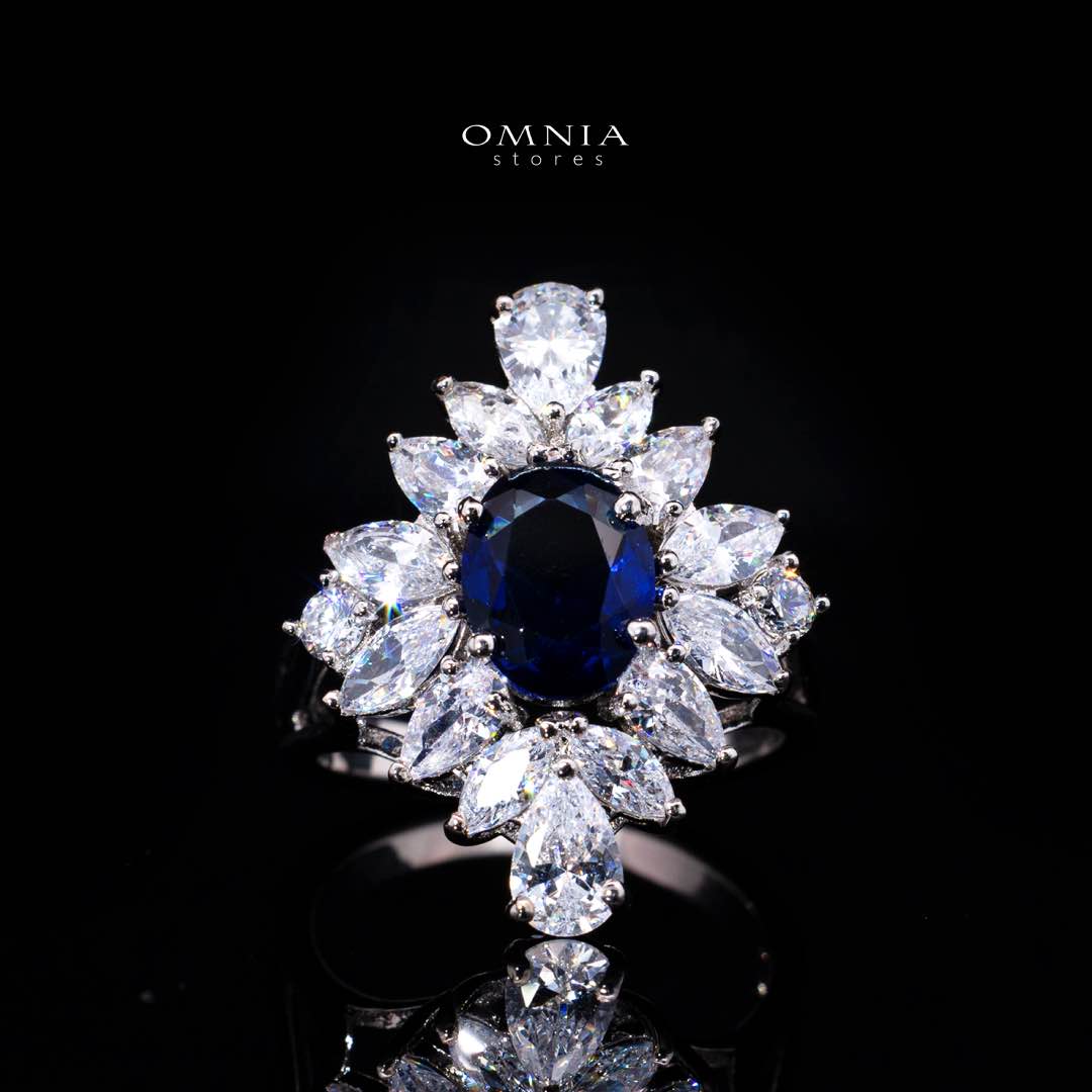 Omnia Muna Blue Bridal Full Set in High Quality Simulated Diamonds