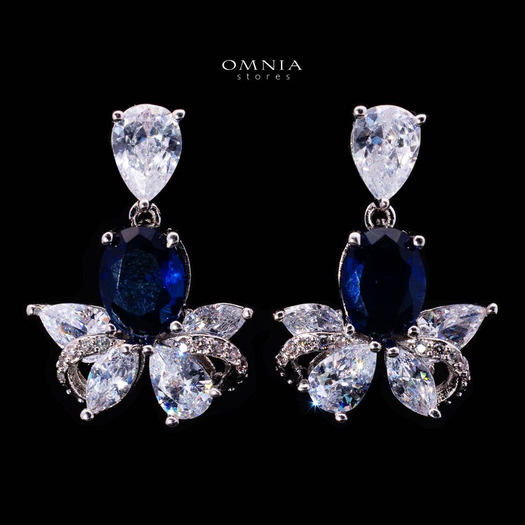 Omnia Muna Blue Bridal Full Set in High Quality Simulated Diamonds