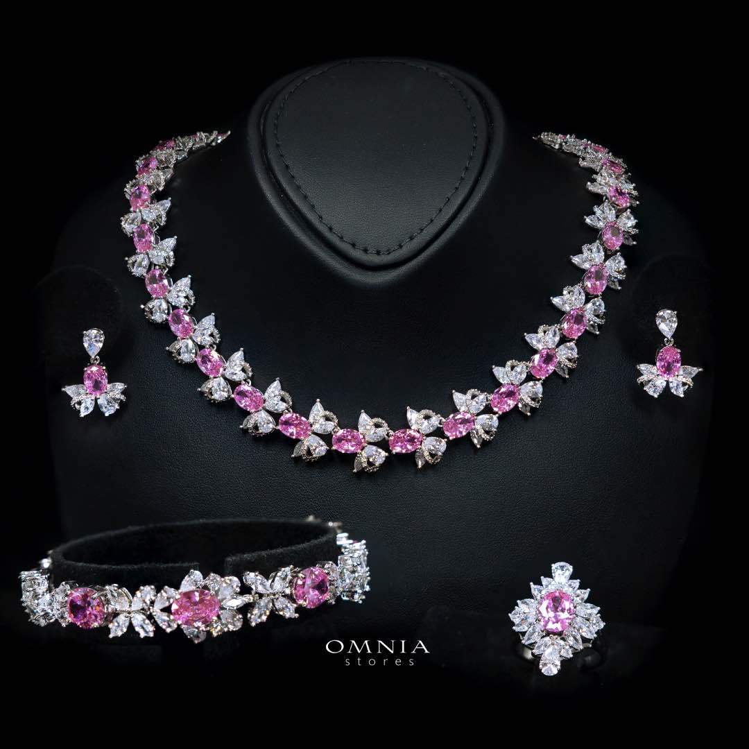 Omnia Muna Pink Bridal Full Set High Quality Simulated Diamonds