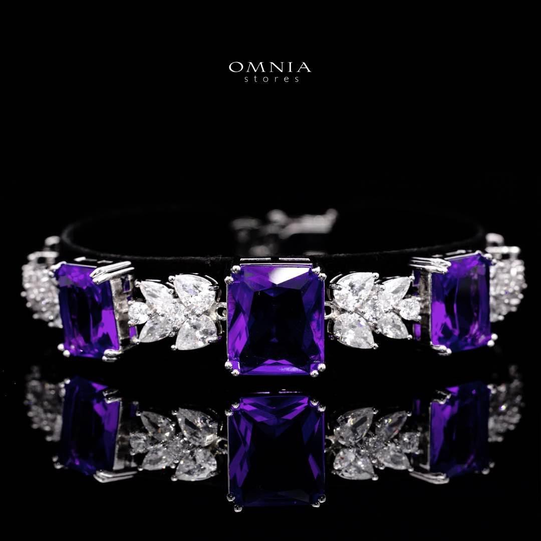 Omnia Amelia Purple Bridal Full Set in High Quality Simulated Diamonds