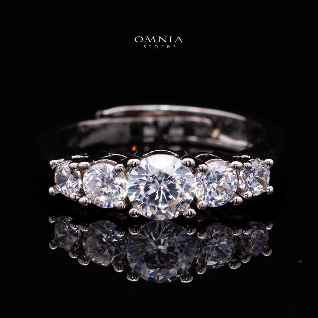 Omnia Ansa White Medium Size Luxury Bridal Full Set in High Quality Simulated Diamonds Premium Rhodium Plated