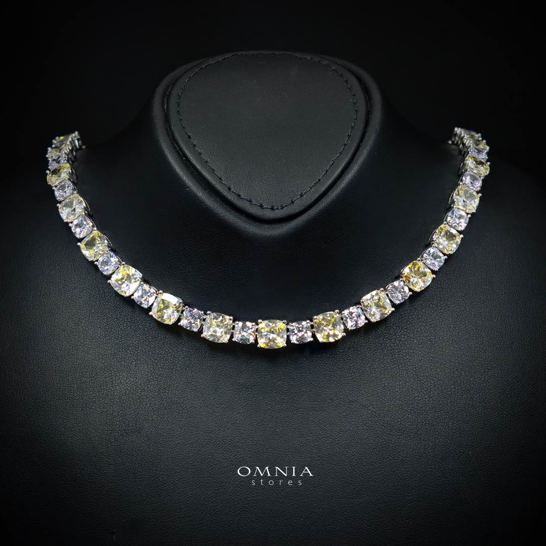Omnia Alya Yellow and White Bridal Full Set in High Quality Simulated Diamonds Rhodium Plated