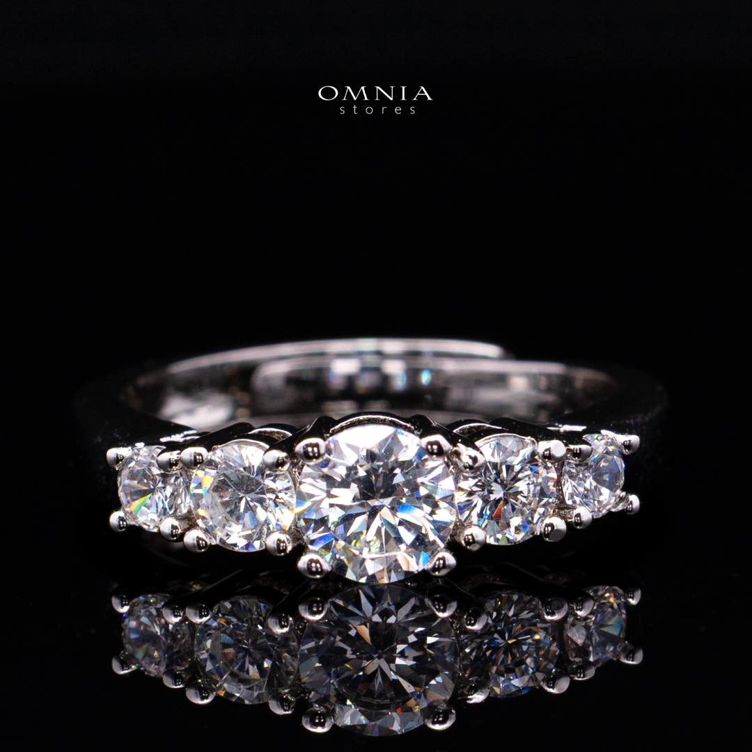 Omnia Ansa White Large Size Luxury Bridal Full Set in High Quality Simulated Diamonds Rhodium Plated