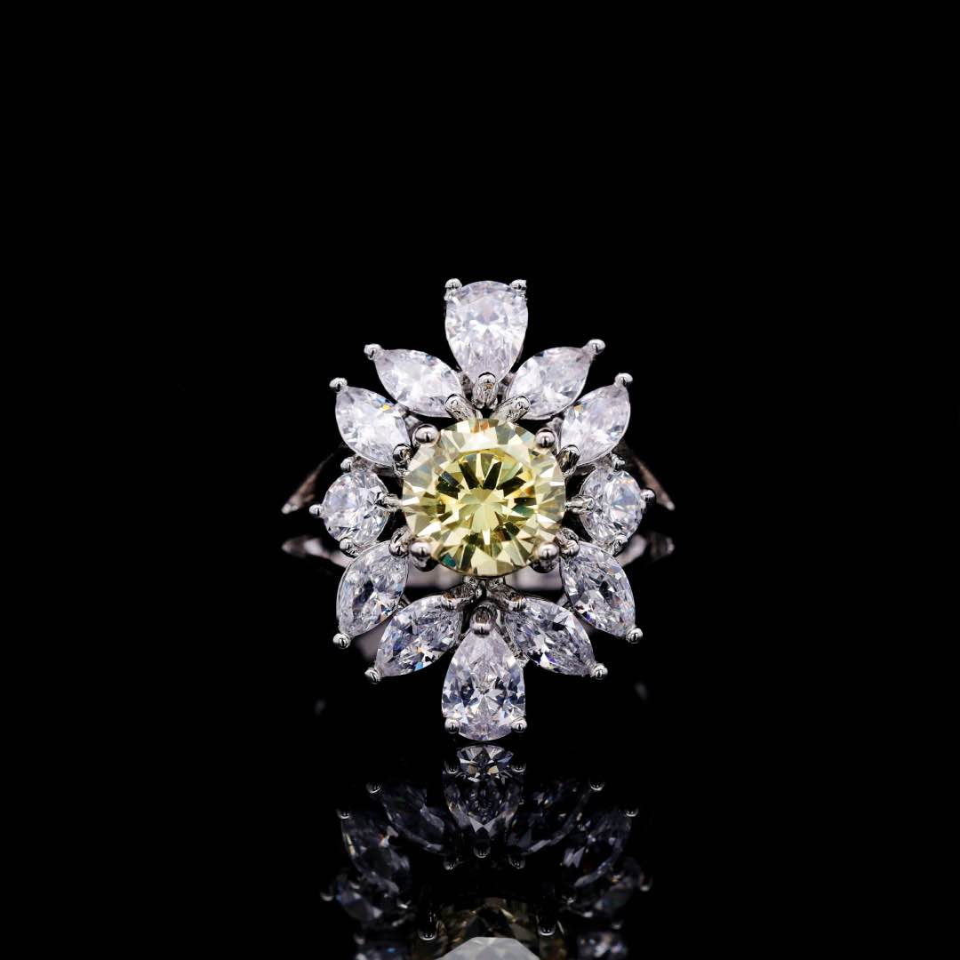 Omnia Nareen Yellow Bridal Full Set in High Quality Simulated Diamonds Premium Rhodium Plated