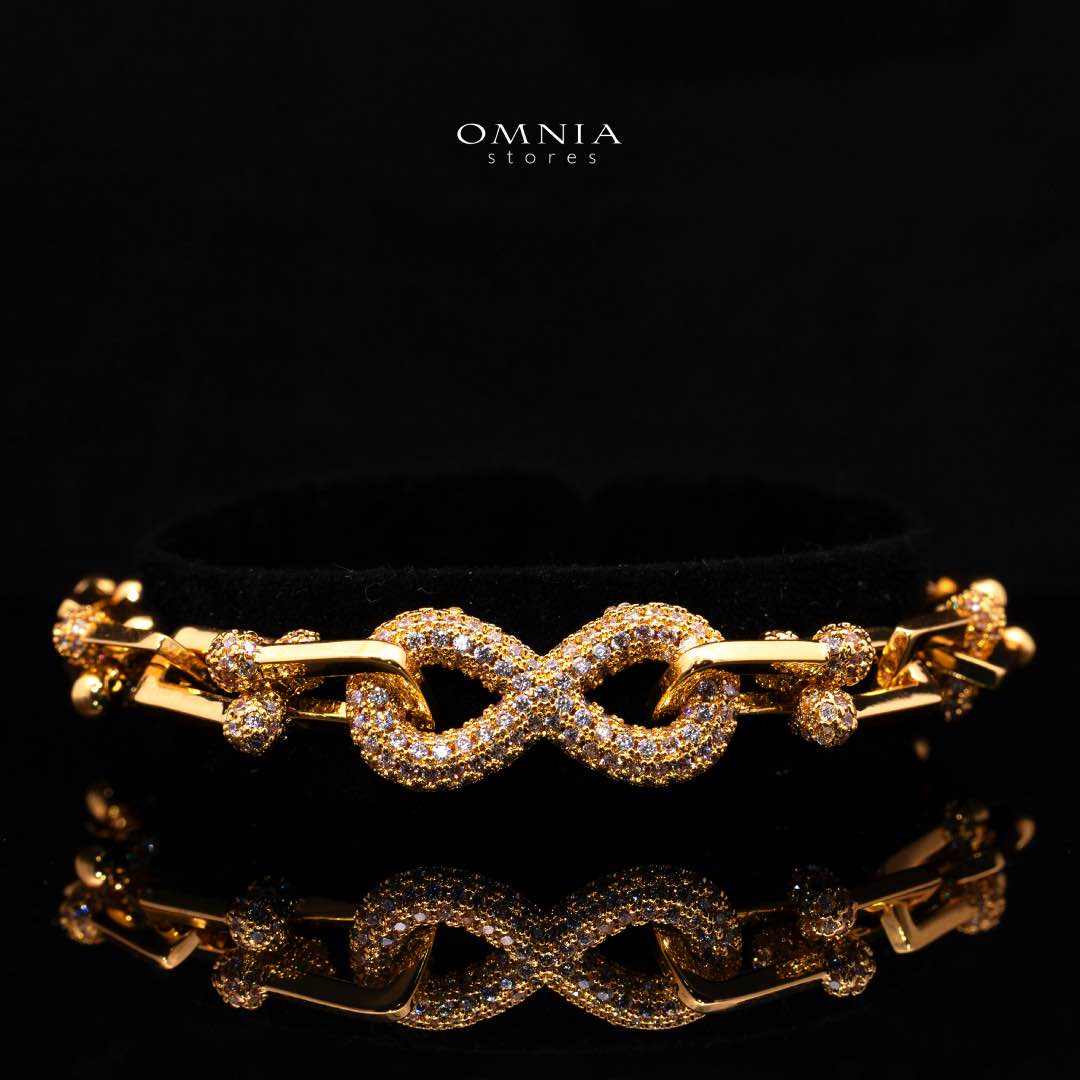طقم عرائس كامل Omnia Infinity Chains مع ألماس صناعي عالي الجودة مطلي بالذهب