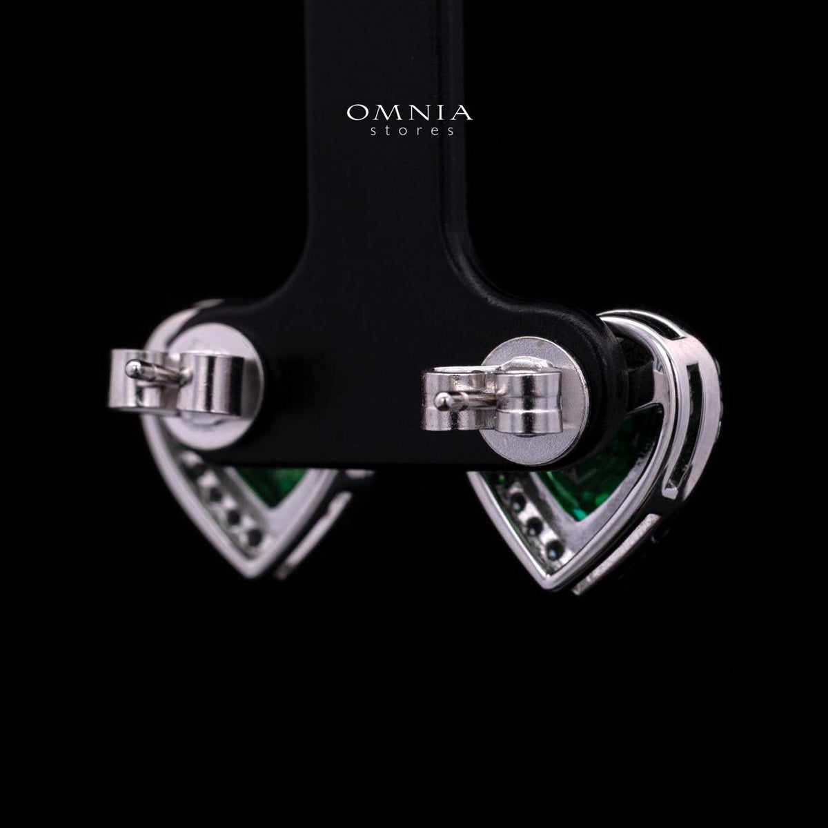 Samiha Green Heart Earrings In 925 Silver High Quality Simulated Diamond