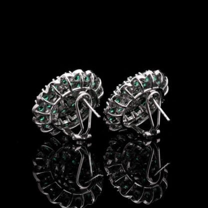 Omnia Nayeli Floral Halo Earrings with Emerald Green Simulated Diamonds in 925 Silver