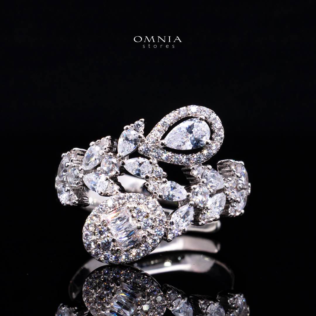 Omnia Trisha White Full set Accessories in High Quality Zircon Stone in Rhodium Plated