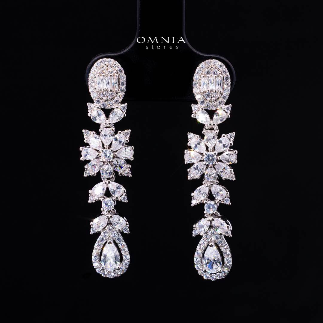Omnia Trisha White Full set Accessories in High Quality Zircon Stone in Rhodium Plated