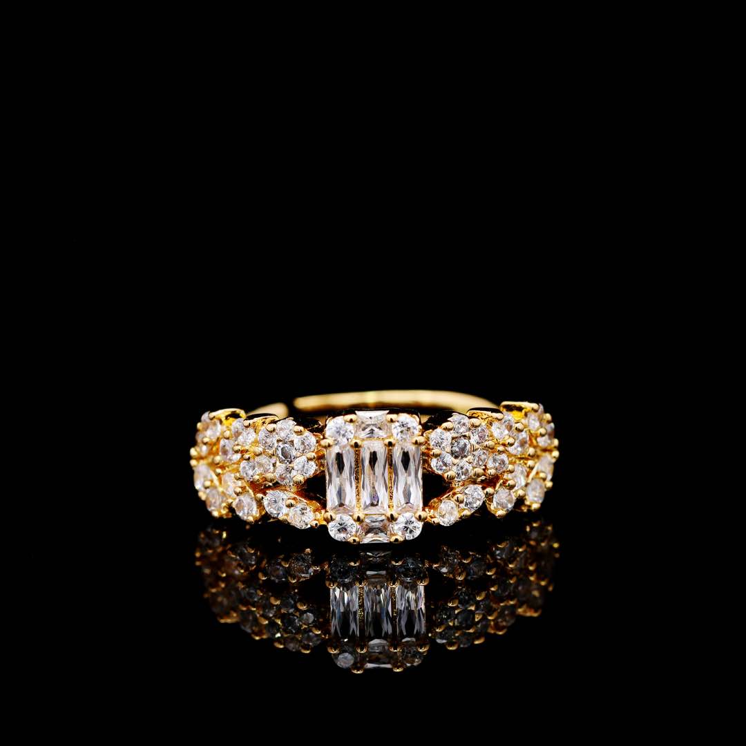 Omnia Elham Gold Plated Bridal Full Set in High Quality Zircon Stone Premium Rhodium Plated