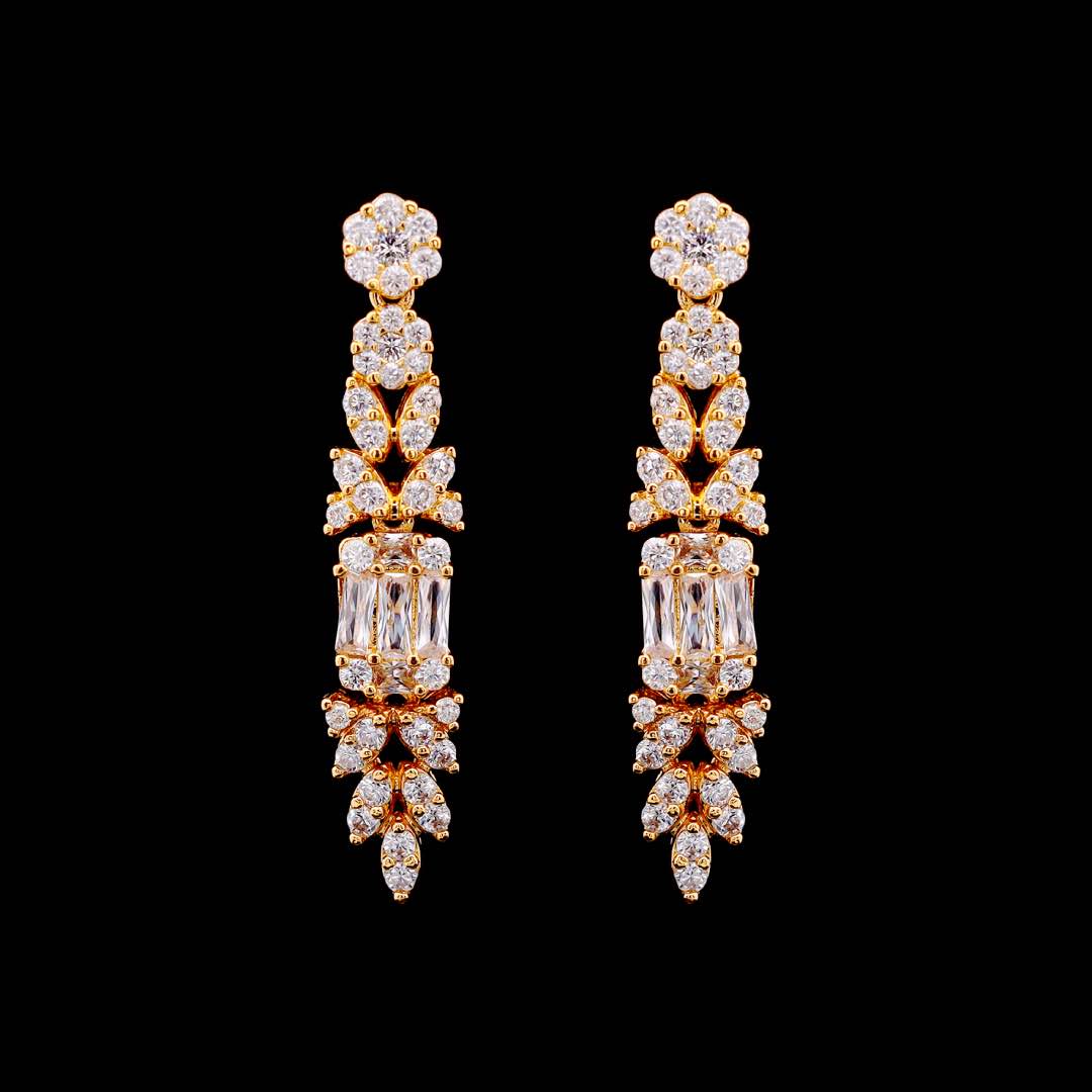 Omnia Elham Gold Plated Bridal Full Set in High Quality Zircon Stone Premium Rhodium Plated