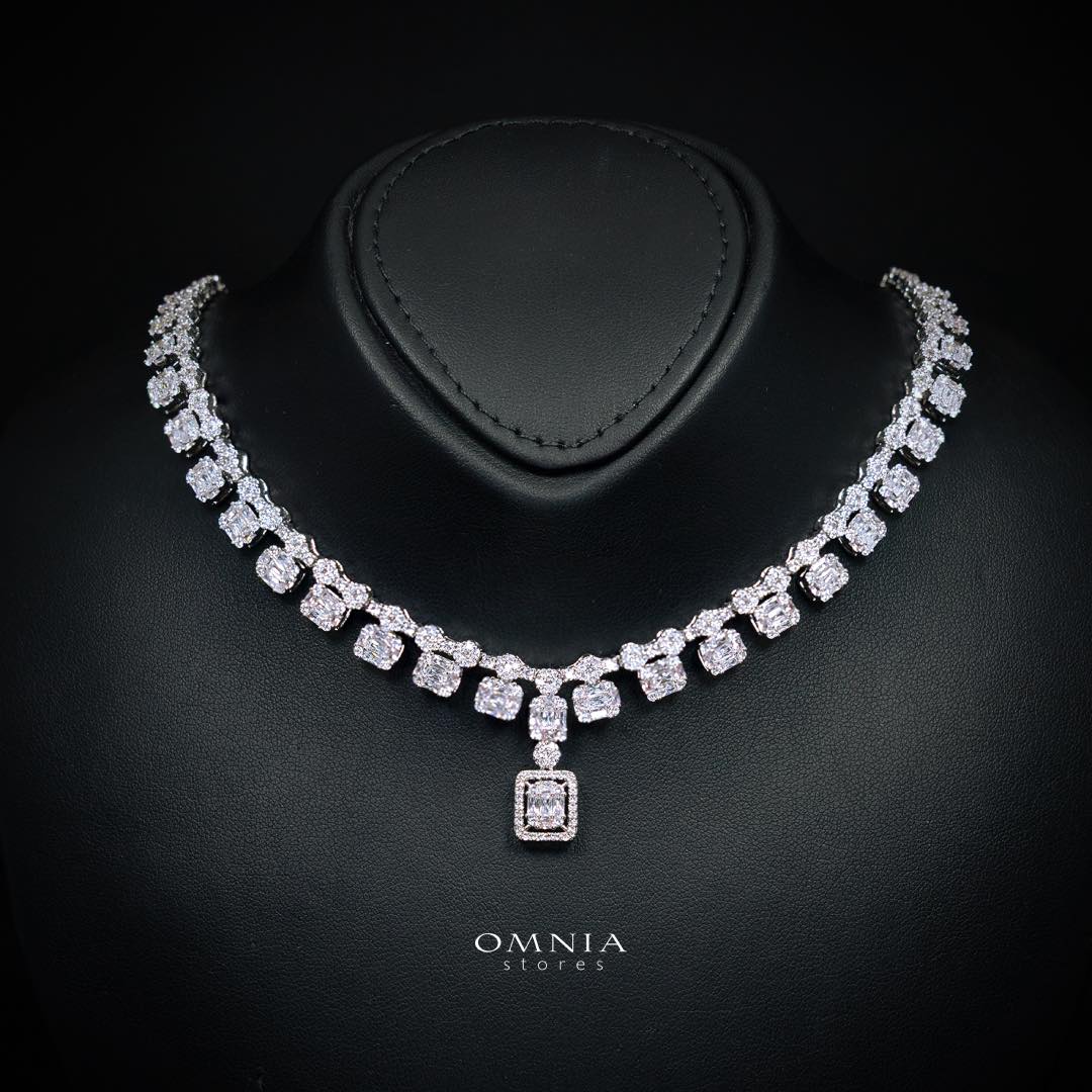 Omnia Selina White Luxury Bridal Full Set in High Quality Rhodium Plated Zircon Stones