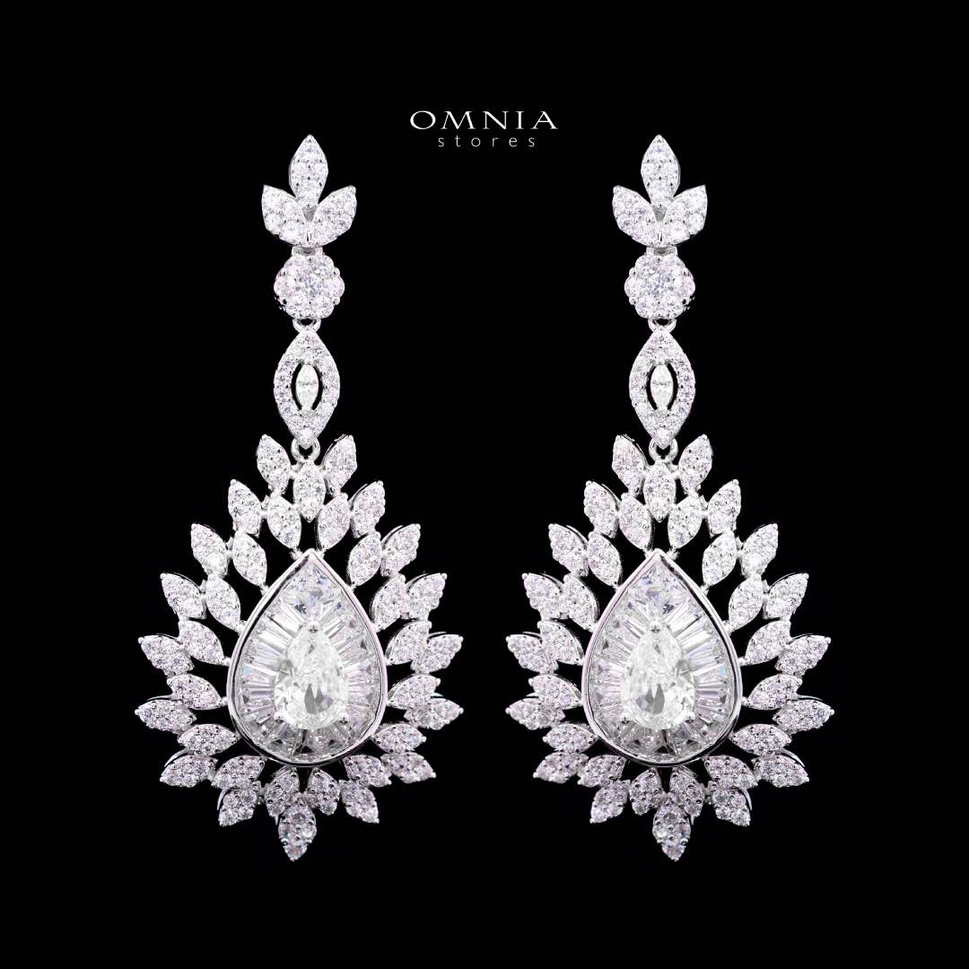 Omnia Keyla White Luxury Bridal Long Chain Full Set in High Quality Zircon Stone Rhodium Plated(only available in KSA)