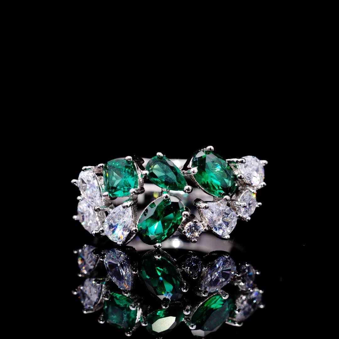 Omnia Reman Green Full Set in High Quality Zircon Stone Rhodium Plated