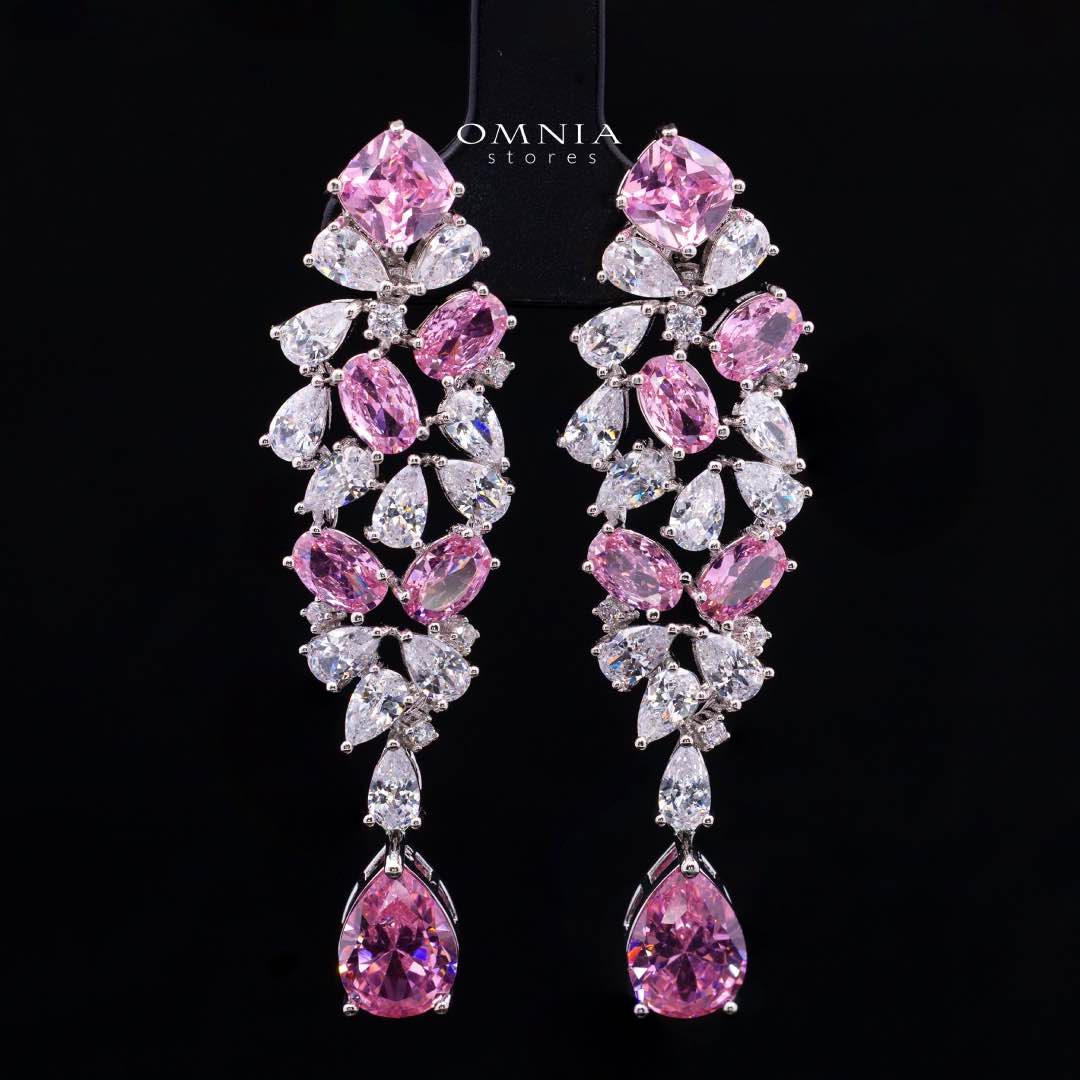 Omnia Reman Pink Full Set in High Quality Zircon Stone in Rhodium Plated