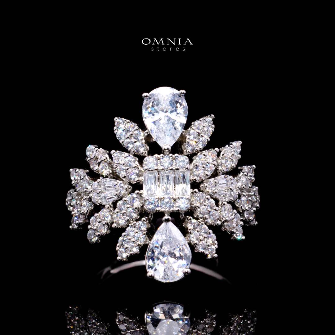 Omnia Athar White Luxury Bridal Full Set in High Quality Zircon Stone Rhodium Plated