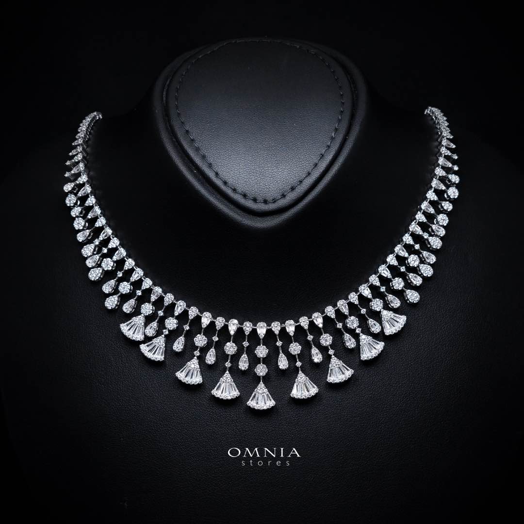 Omnia Rimal White Bridal Full Set in 925 Silver with High Quality Simulated Diamonds