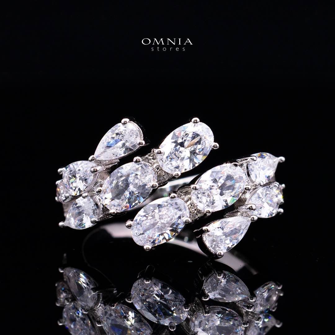Omnia Millie White Luxury Bridal Full Set in High Quality Zircon Stone in Rhodium Plated