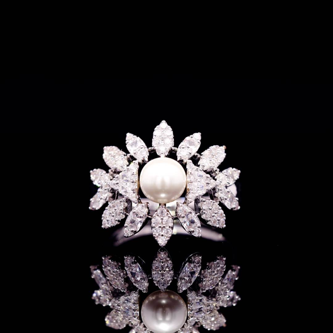 Omnia Shaika White Luxury Bridal Full Set in High Quality Zircon Stone Premium Rhodium Plated