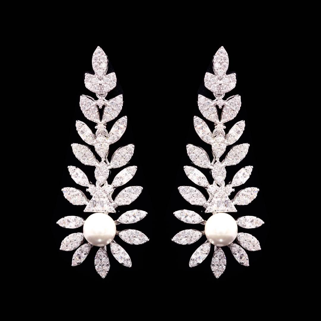 Omnia Shaika White Luxury Bridal Full Set in High Quality Zircon Stone Premium Rhodium Plated