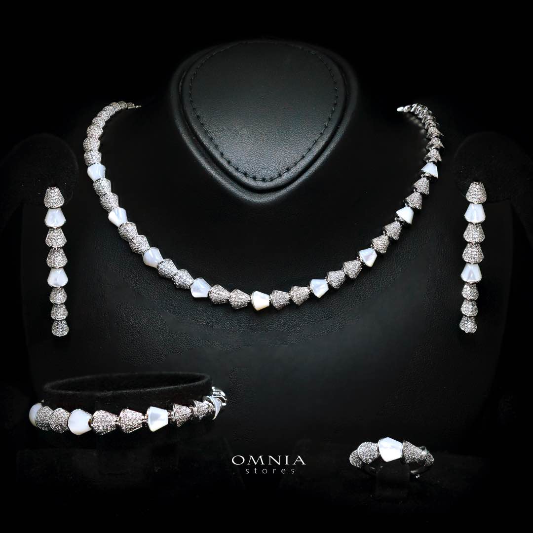 Omnia Sanya White Luxury Bridal Full Set in High Quality Zircon Stone Rhodium Plated