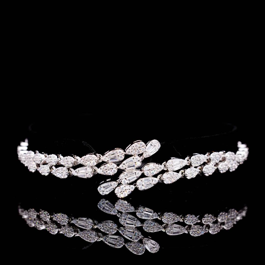 Omnia Dalilah White Luxury Bridal Full Set In Rhodium Plated with High Quality Zircon Stones