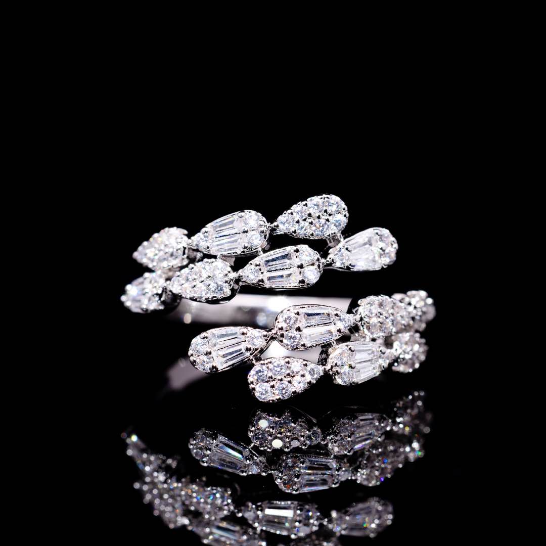 Omnia Dalilah White Luxury Bridal Full Set In Rhodium Plated with High Quality Zircon Stones