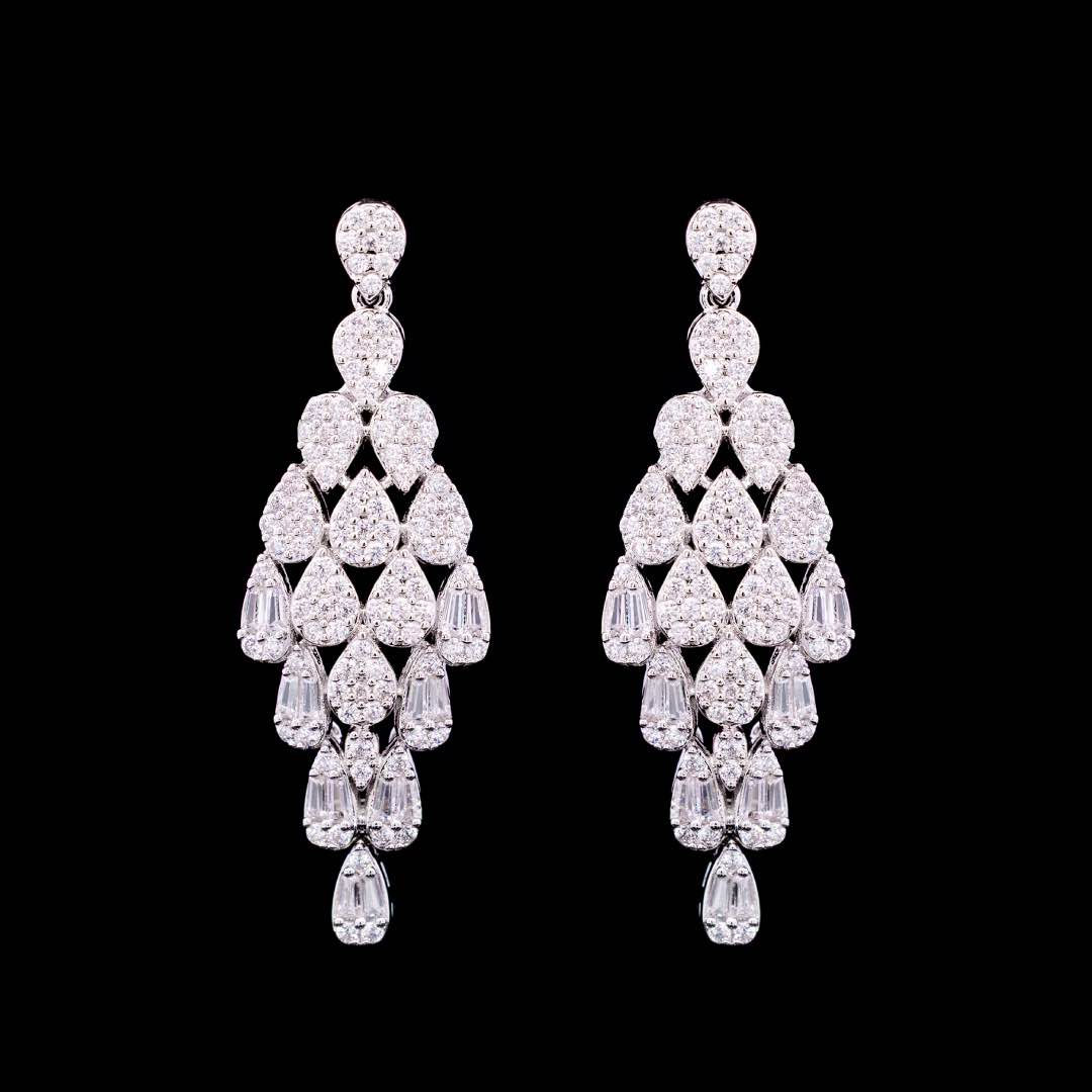 Omnia Dalilah White Luxury Bridal Full Set In Rhodium Plated with High Quality Zircon Stones