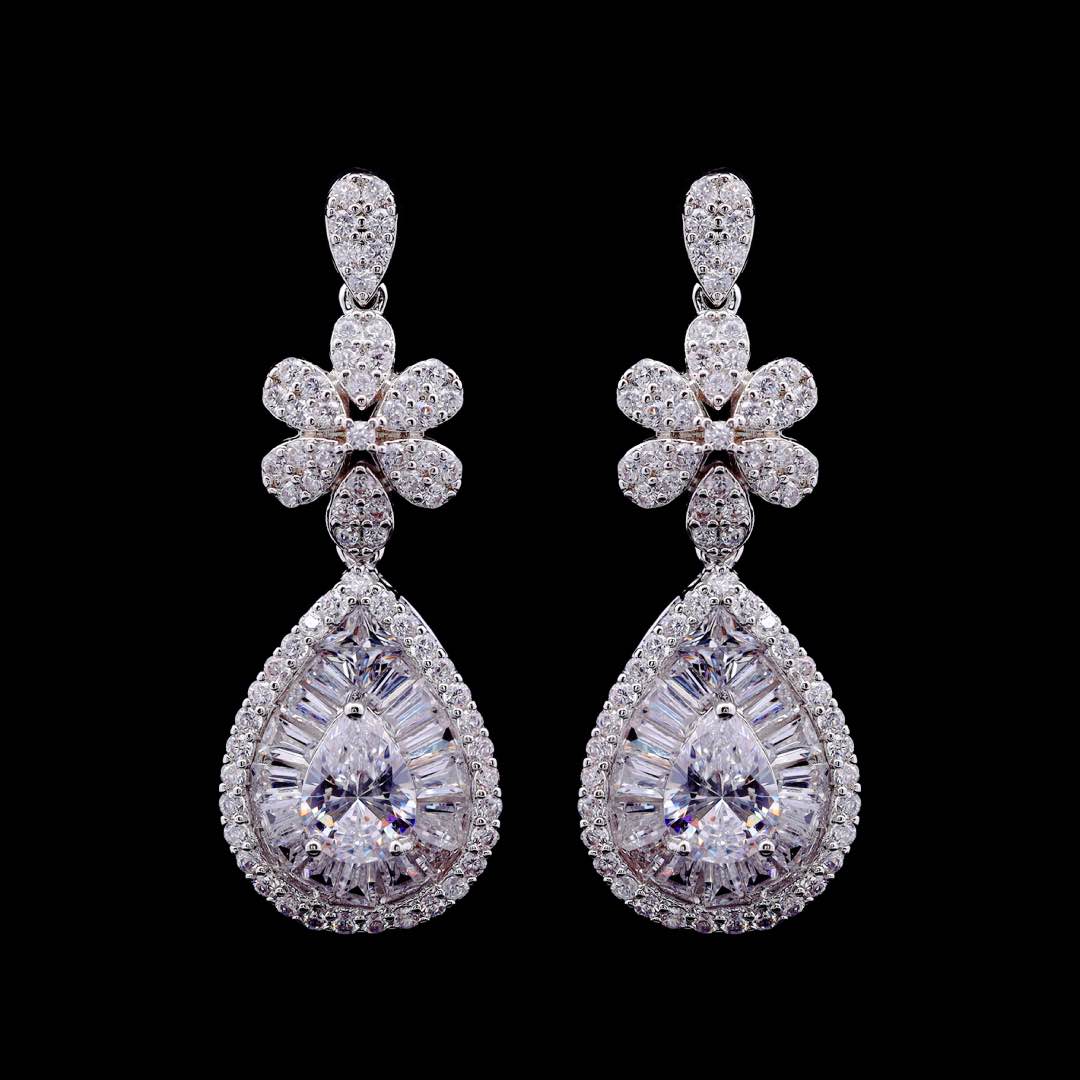 Omnia Valerie White Luxury Bridal Full Set in High Quality Zircon Stone Premium Rhodium Plated