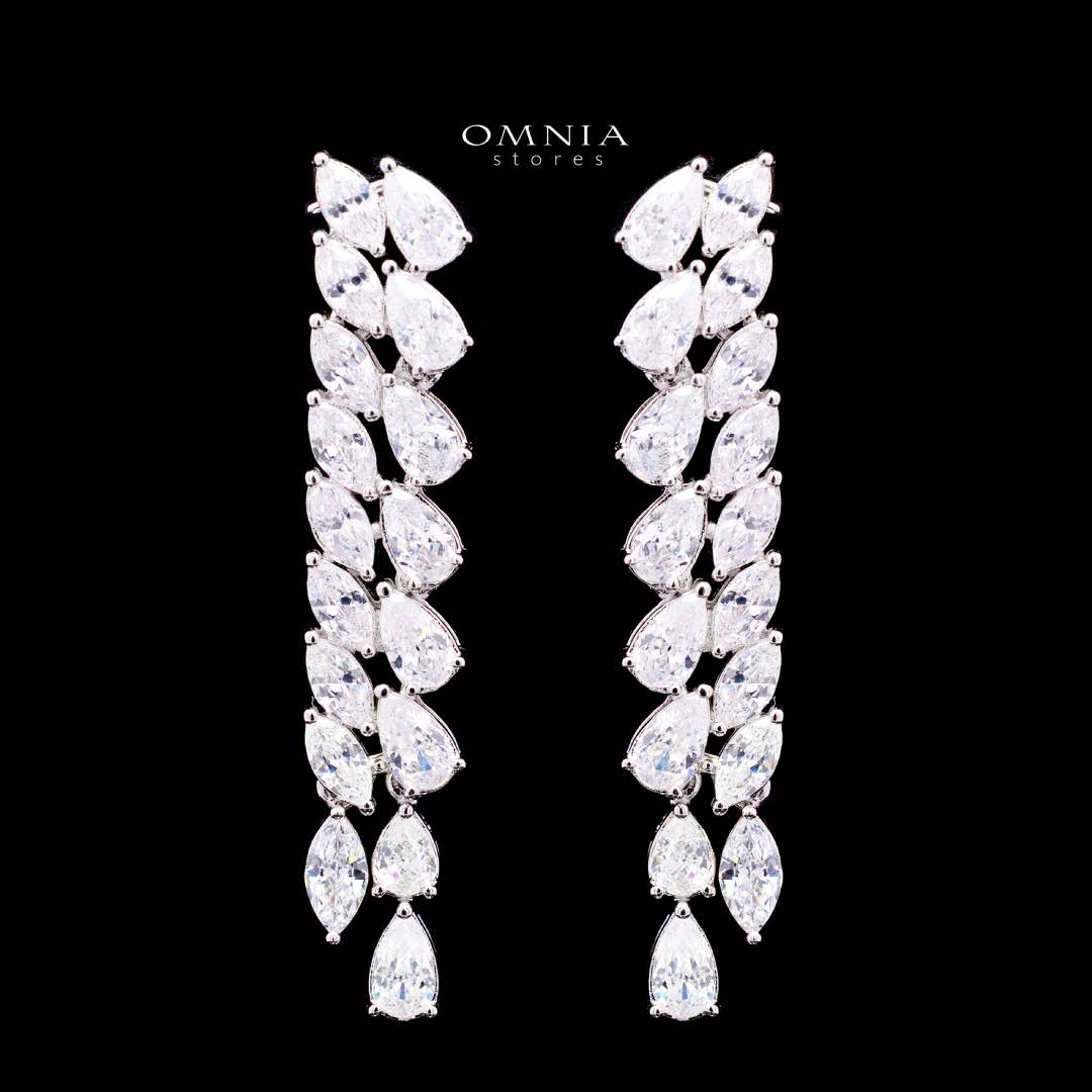 Omnia Nourhane White Double Layer Bridal Full Set in High Quality Zircon Stone in Rhodium Plated