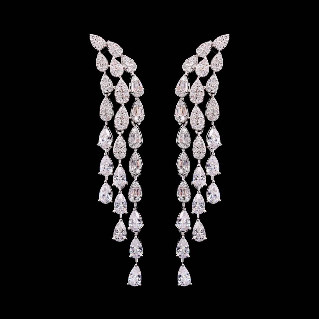 Omnia Senna Luxury Bridal White Full Set in High Quality Zircon Stone Premium Rhodium Plated