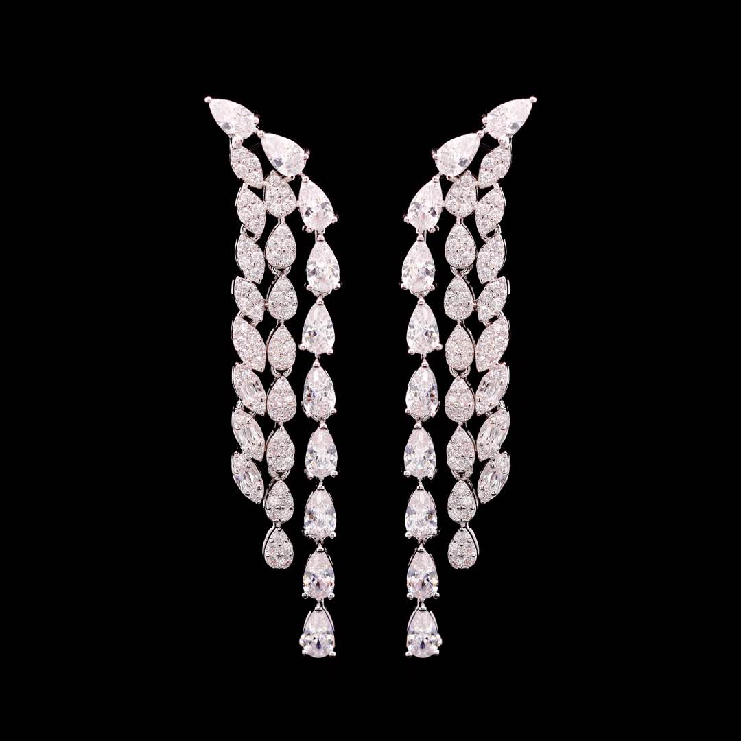 Omnia Kalina Luxury White Choker Bridal Full Set in High Quality Zircon Stone Premium Rhodium Plated