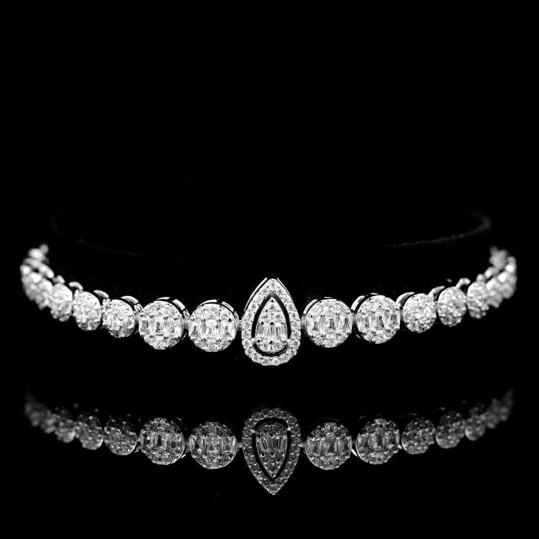Omnia Mila Luxury White Choker Bridal Full Set in High Quality Zircon Stone Premium Rhodium Plated