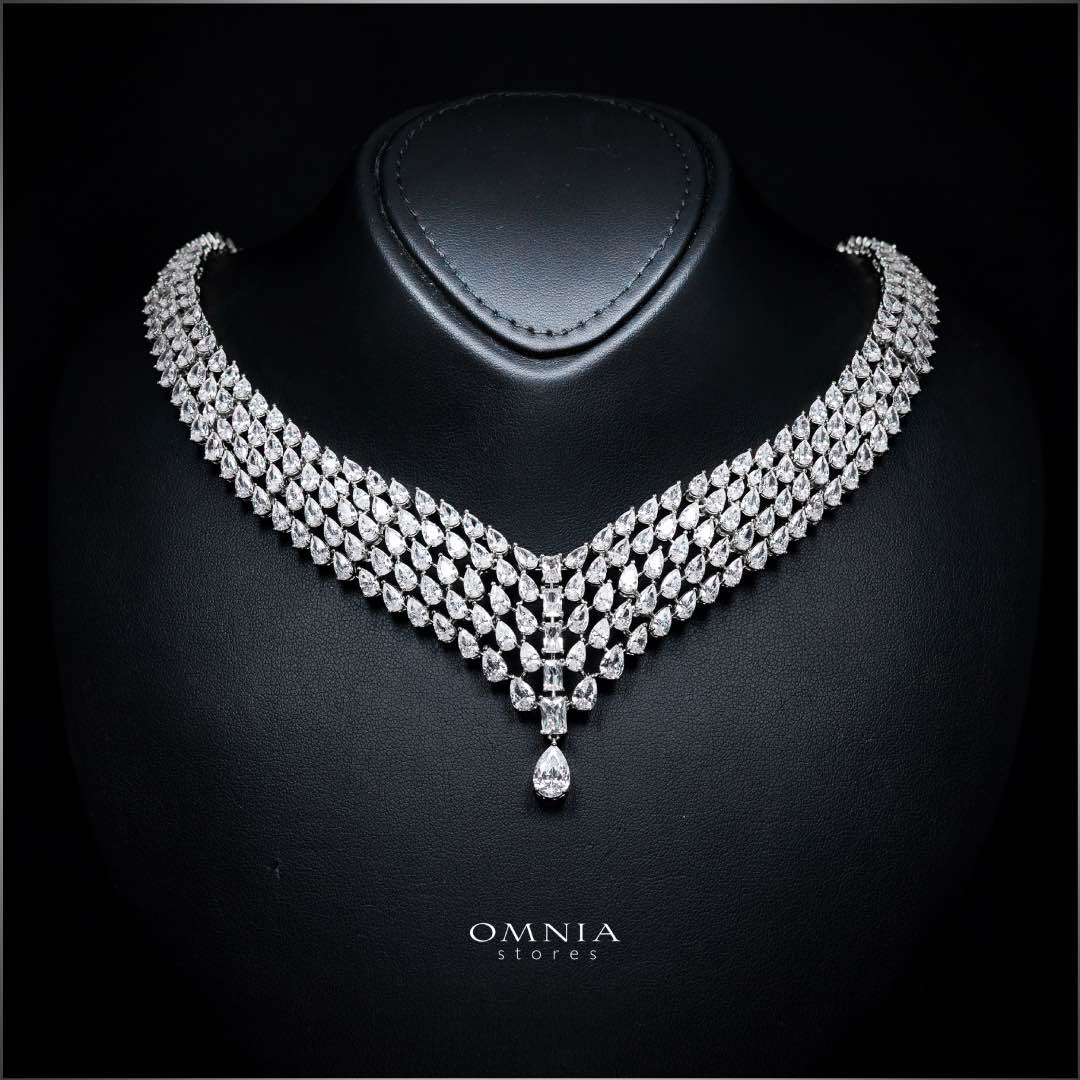 Omnia Carina White Luxury Bridal Full Set in High Quality Rhodium Plated Zircon Stones