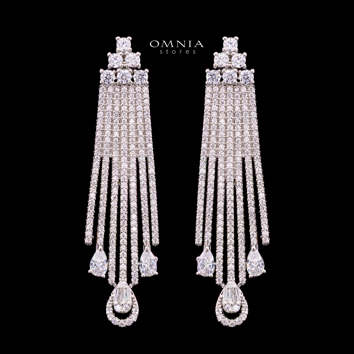طقم كاترين وايت للعروس الفاخر بالكامل بأحجار الزركون المطلية بالروديوم عالية الجودة
