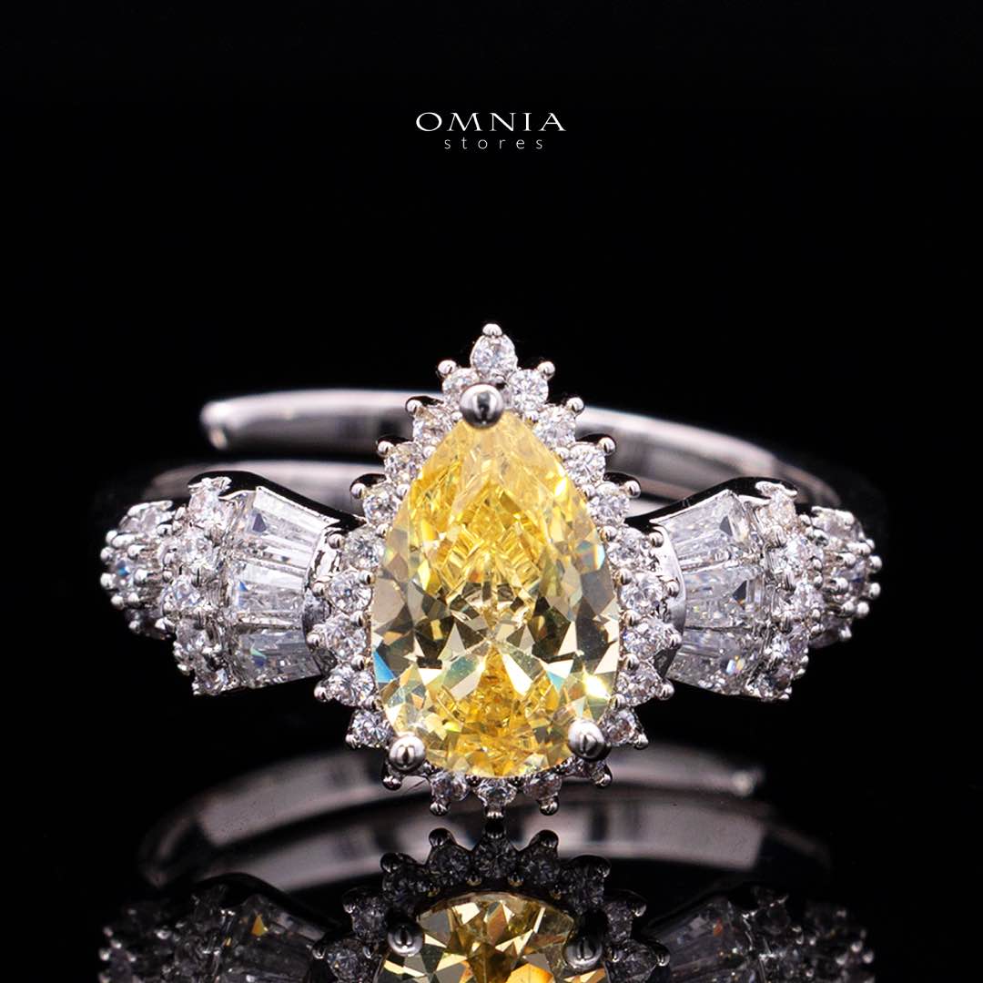 Omnia Ghada Yellow Bridal Full Set Accessories in High Quality Zircon Stone Rhodium Plated (Size 15 Only Available in KSA)