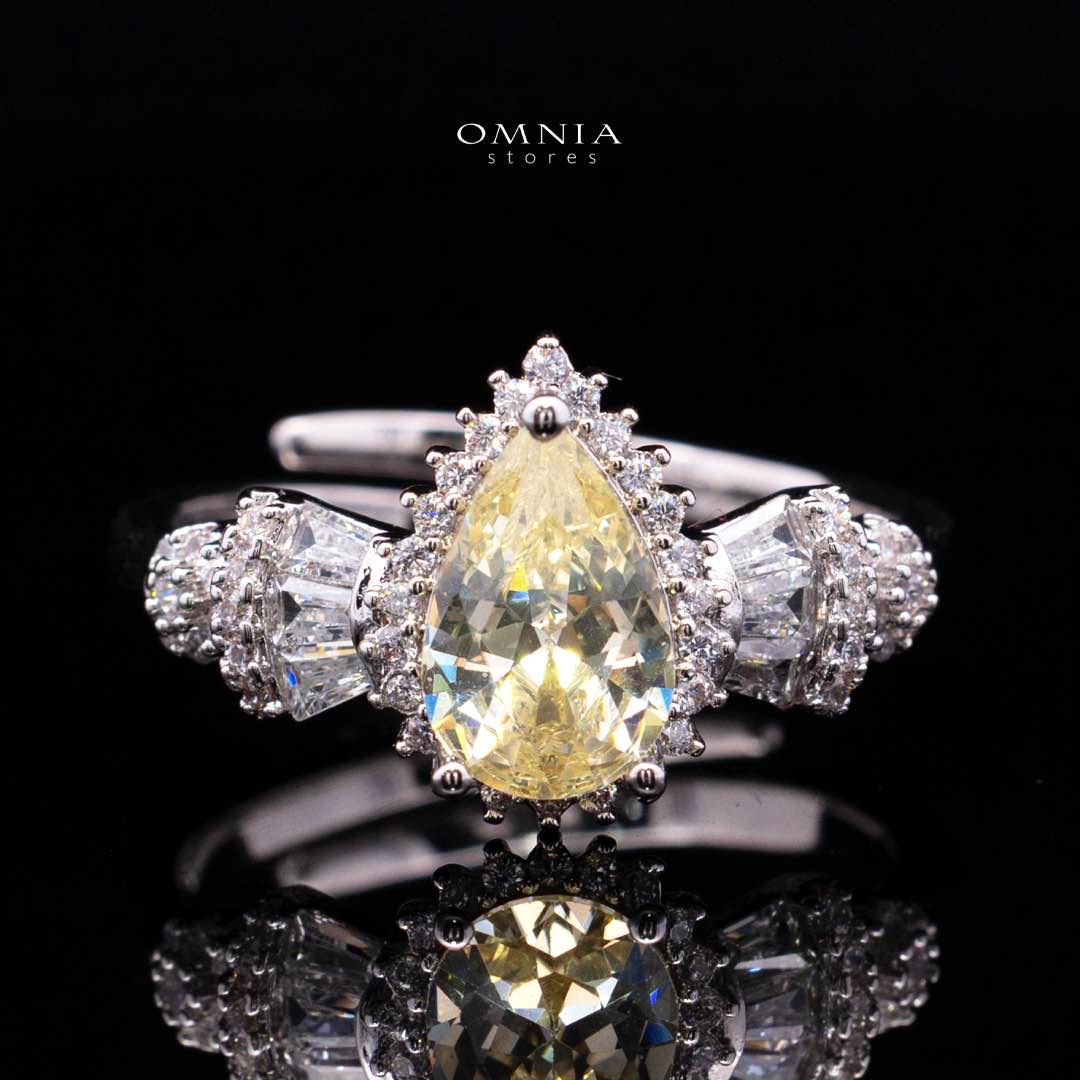 Omnia Ethereal Yellow Luxury Bridal Full Set in High Quality Rhodium Plated Zircon Stones