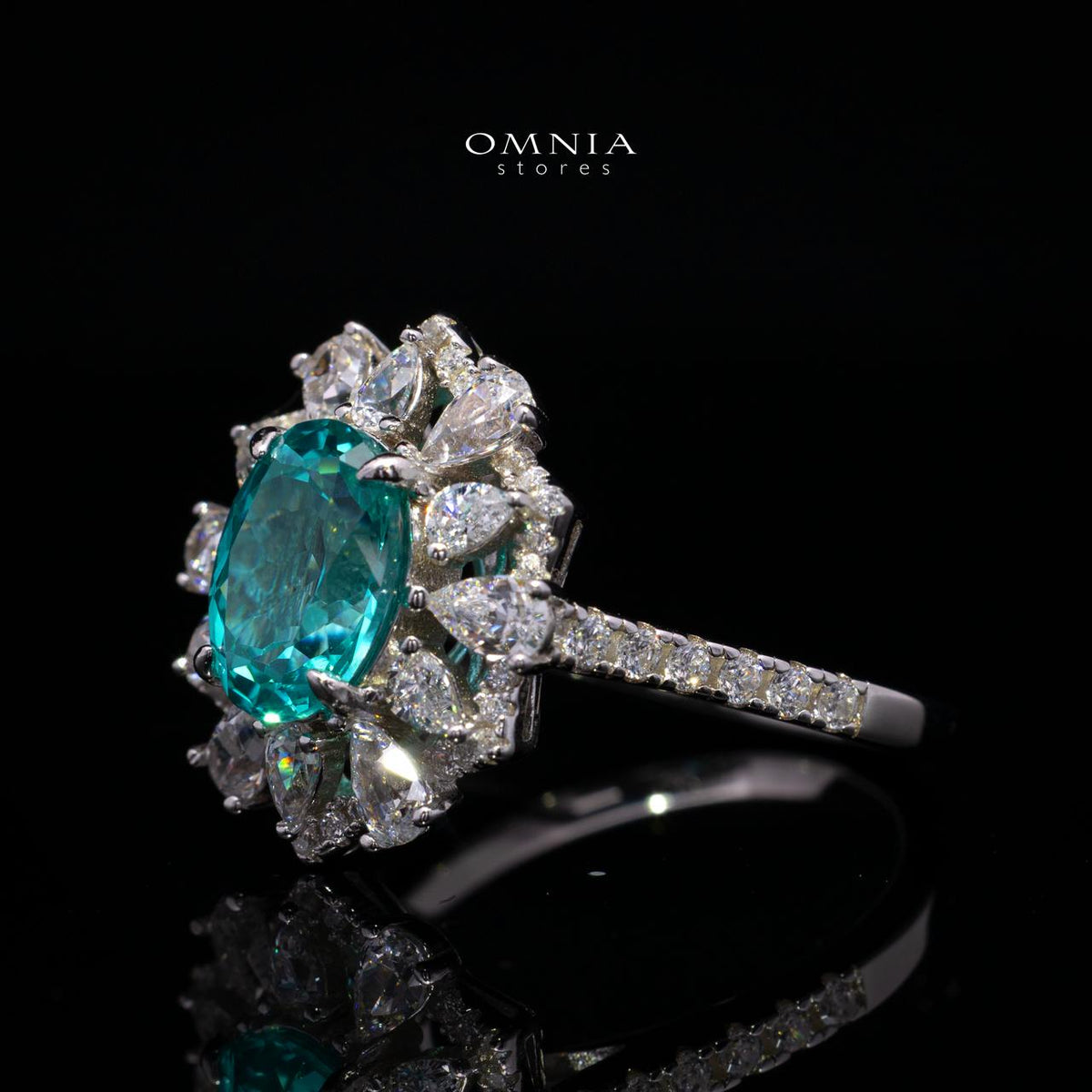 Rachel Lab-Grown Paraiba Ring with GRC Certificate, Oval 6x8mm in 925 Sterling Silver