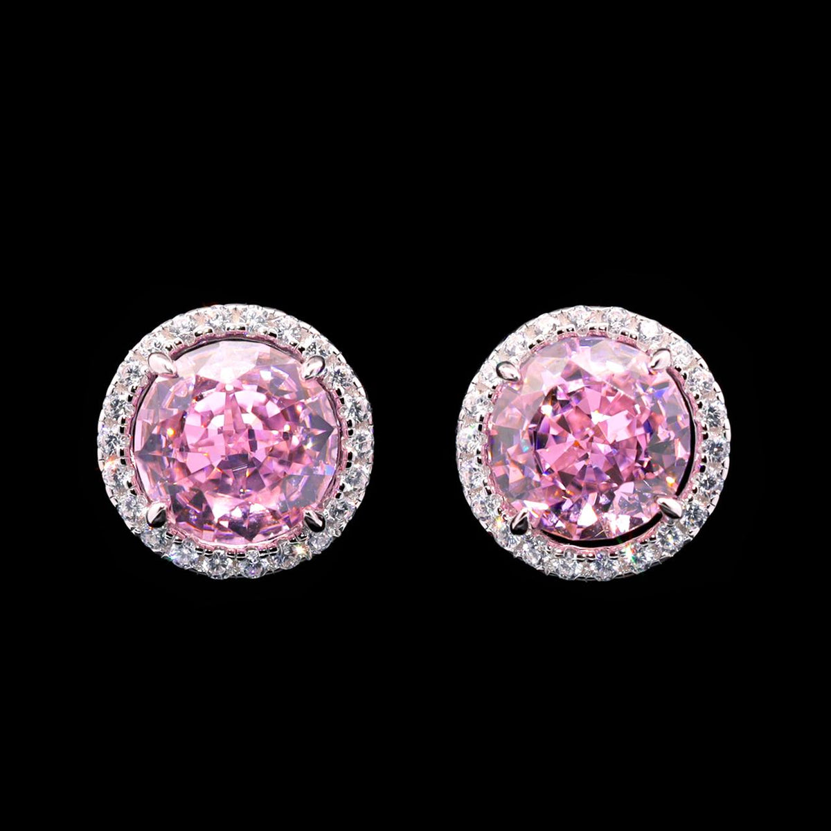Abrar Pink Earrings with Certificate | Simulated Diamonds in 925 Sterling Silver