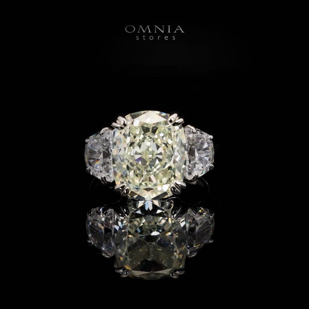 Amor White Cushion Cut Ring in 925 Silver With High Quality Simulated Diamonds