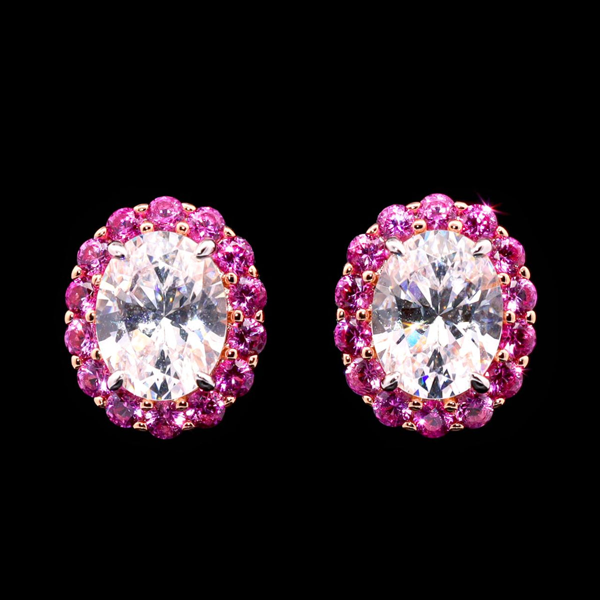 Areej Pink Earrings with Certificate | Simulated Diamonds in 925 Sterling Silver