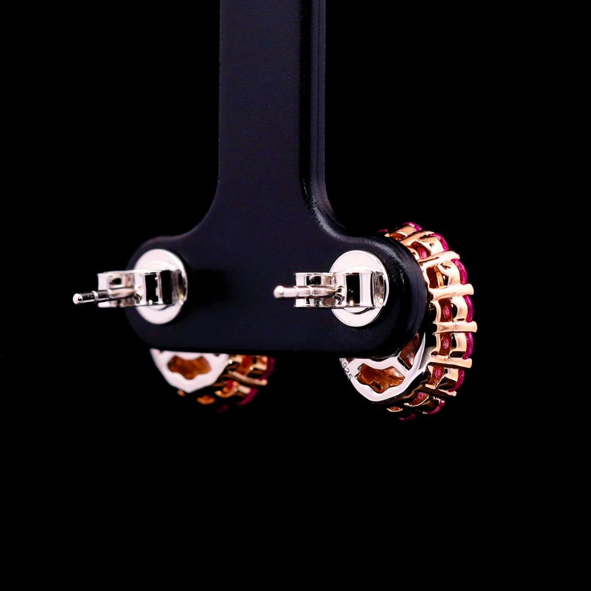 Areej Pink Earrings with Certificate | Simulated Diamonds in 925 Sterling Silver back