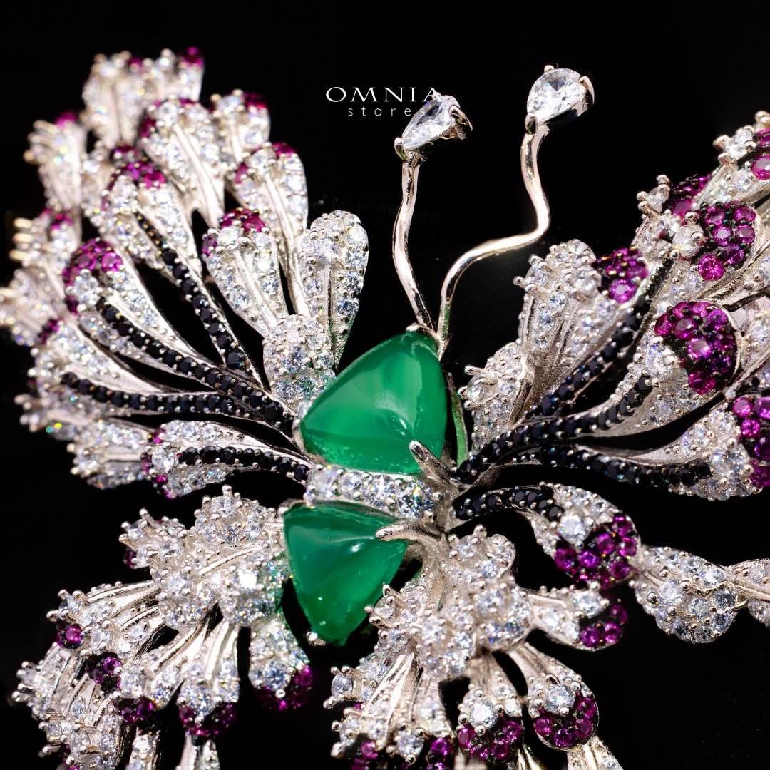 Omnia Omara Butterfly Brooch in 92.5 Pure Silver Tarnish Resistant Plating