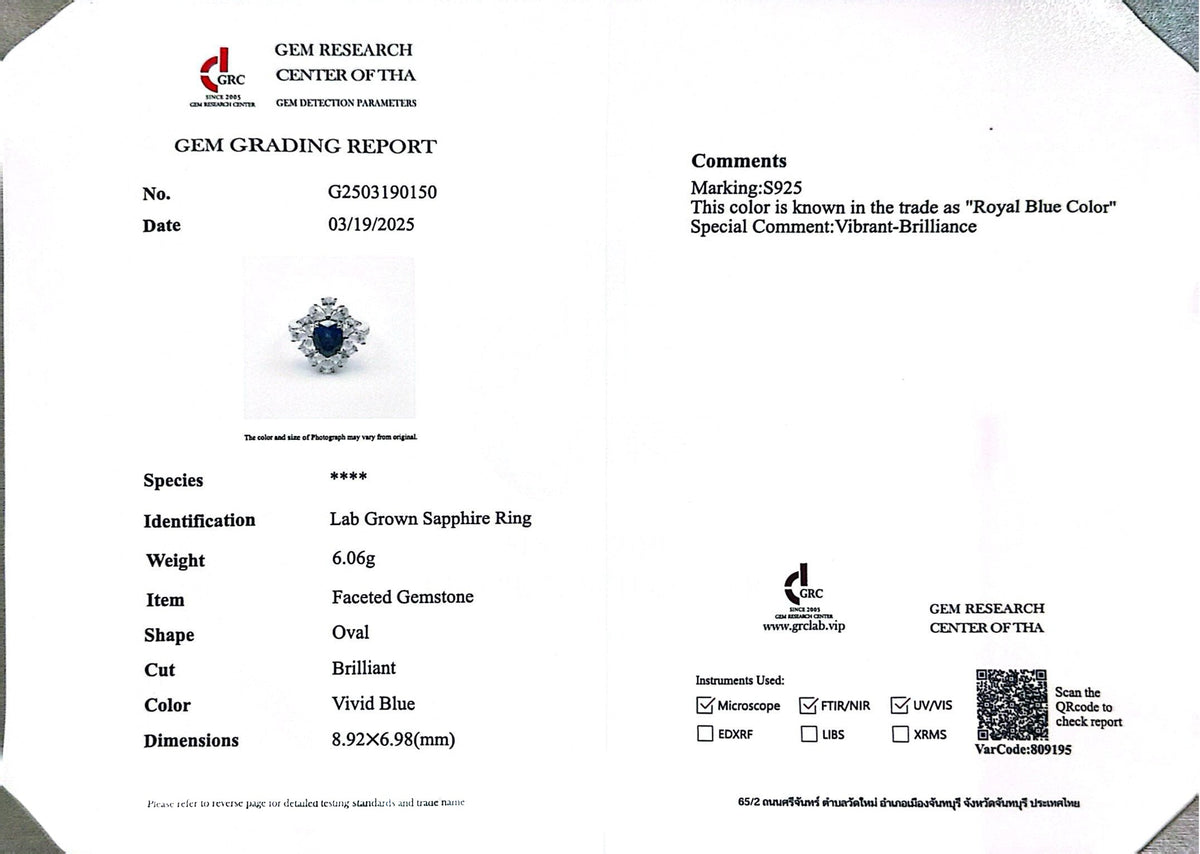 Omnia Hibah Blue Ring 92.5 Silver Certified in High Quality Lab Grown Sapphire Stone - OMNIASTORES UAE