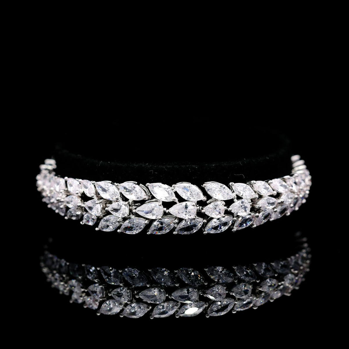 Diala White Luxury Bridal Bracelet with High-Quality Zircon Stones, Rhodium-Plated
