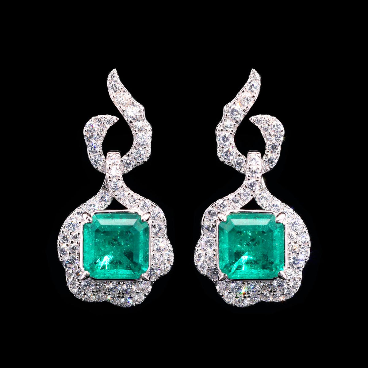 Dima Green Earrings with Certificate | Simulated Diamonds in 925 Sterling Silver